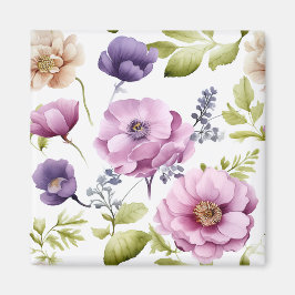 Royal Bloom Symphony Lila Floral Pattern Magnet