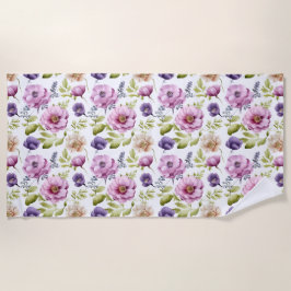 Royal Bloom Symphony Lila Floral Pattern Strandtuch
