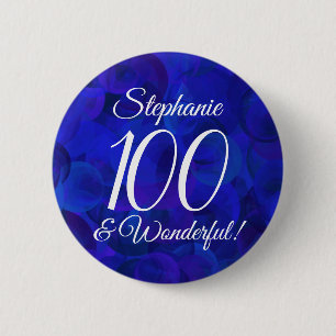 Royal Blue 100 und Wonderful Birthday Party Button