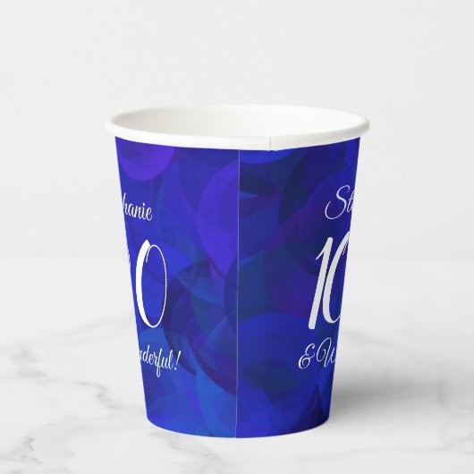 Royal Blue 100 und Wonderful Birthday Party Pappbecher (Rechts)