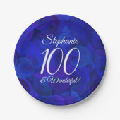 Royal Blue 100 und Wonderful Birthday Party Pappteller (Vorderseite)