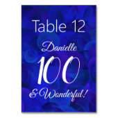 Royal Blue 100 und Wonderful Birthday Party Tischnummer (Rückseite)