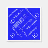 Royal Blue 10. Geburtstagspartei Wiederholung Name Serviette (Vorderseite)