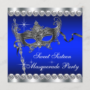 Royal Blue 16 . Geburtstag Masquerade Party Einladung