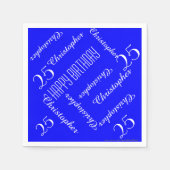 Royal Blue 25. Geburtstagspartei Wiederholungsname Serviette (Vorderseite)