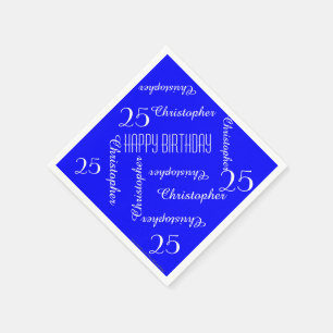 Royal Blue 25. Geburtstagspartei Wiederholungsname Serviette