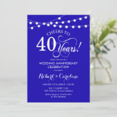 Royal Blue 40. Hochzeitstag Einladung (Stehend Vorderseite)