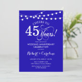 Royal Blue 45. Hochzeitstag Einladung (Stehend Vorderseite)