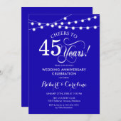 Royal Blue 45. Hochzeitstag Einladung (Vorne/Hinten)