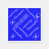 Royal Blue 50. Geburtstagspartei Wiederholungsname Serviette (Vorderseite)