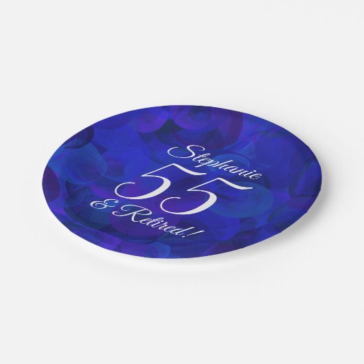 Royal Blue 55 und Party für Rentenersatz Pappteller (Schrägansicht)