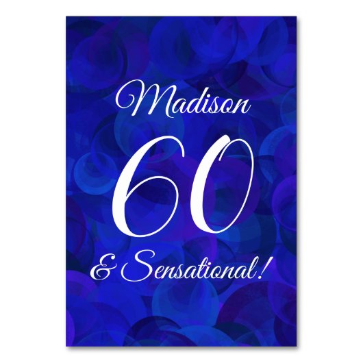 Royal Blue 60 & Sensational Birthday Party Tischnummer (Vorderseite)