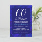 Royal Blue 60 und Party für Rentenersatz Einladung (Stehend Vorderseite)