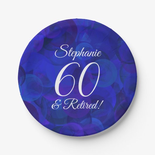 Royal Blue 60 und Party für Rentenersatz Pappteller (Vorderseite)