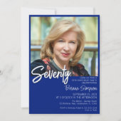 Royal Blue 70. Geburtstag Foto Einladung (Vorderseite)