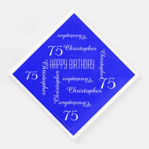 Royal Blue 75. Geburtstagspartei Wiederholungsname Serviette