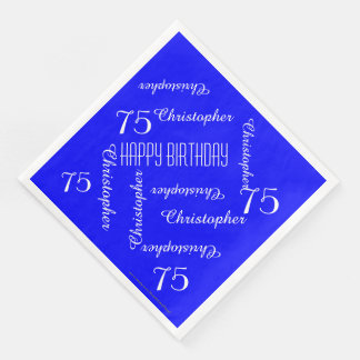 Royal Blue 75. Geburtstagspartei Wiederholungsname Serviette