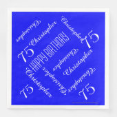 Royal Blue 75. Geburtstagspartei Wiederholungsname Serviette (Vorderseite)