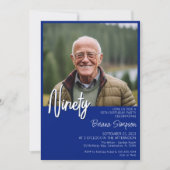 Royal Blue 90. Geburtstag Foto Einladung (Vorderseite)