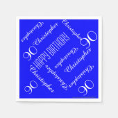Royal Blue 90. Geburtstagspartei Wiederholungsname Serviette (Vorderseite)