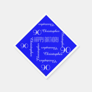 Royal Blue 90. Geburtstagspartei Wiederholungsname Serviette