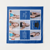 Royal Blue Abschluss Senior Foto Collage Wandteppich (Vorderseite (Horizontal))
