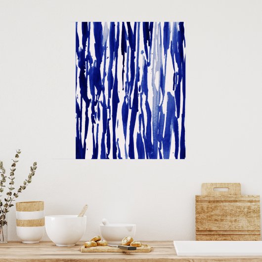 Royal Blue Abstrakt Stripes Poster (Küche)