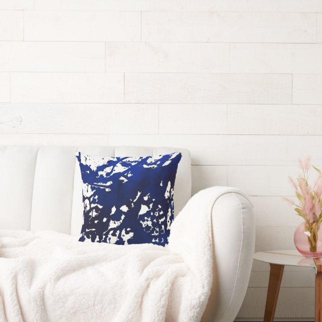 Royal Blue Abstrakt Watercolor Pillow Kissen (Liege)