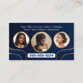 Royal Blue African Hair Braiding Foto Braid Salon Visitenkarte (Rückseite)