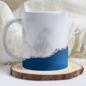 Royal Blue Agate Silver Glitter White Marble Kaffeetasse