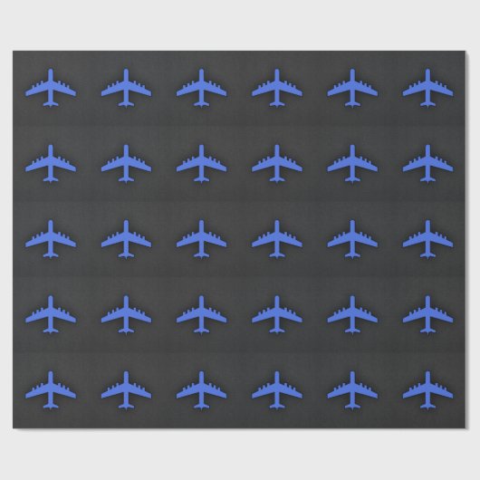 Royal Blue Airplane Geschenkpapier (Flach)