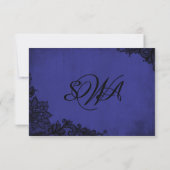 Royal Blue and Black Lace Gothic RSVP Card (Rückseite)