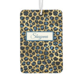 Royal Blue and Black Leopard Spots auf Gold Autolufterfrischer (Rückseite)