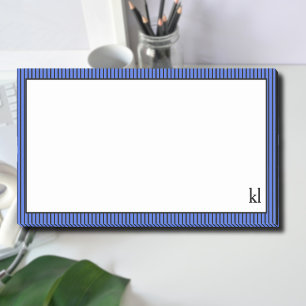 Royal Blue and Black Striping Border   Monogramm Post-it Klebezettel
