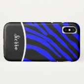 Royal Blue and Black Zebra Strip Phone Case (Rückseite (Horizontal))
