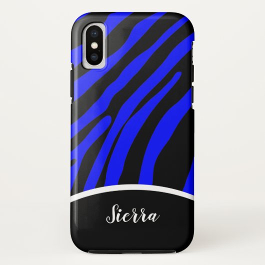 Royal Blue and Black Zebra Strip Phone Case (Rückseite)