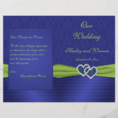 Royal Blue and Chartreuse Damask Wedding Program (Vorderseite)
