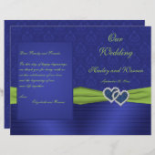 Royal Blue and Chartreuse Damask Wedding Program (Vorne/Hinten)