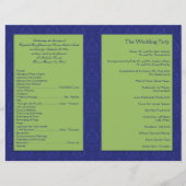 Royal Blue and Chartreuse Damask Wedding Program (Rückseite)