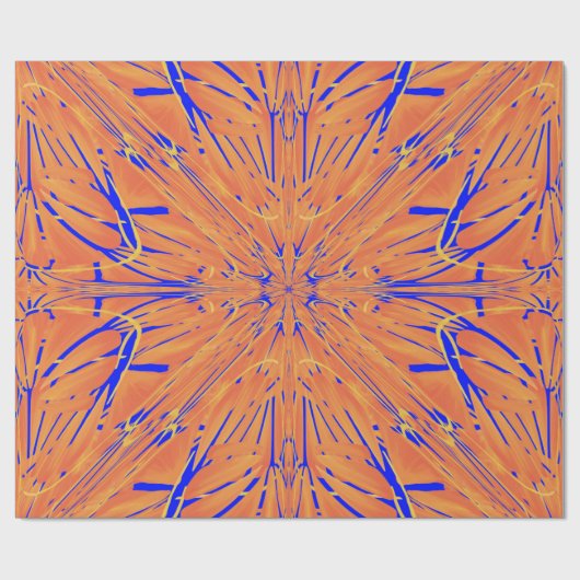 Royal Blue and Citrus Orange Tropical Art Design Geschenkpapier (Flach)