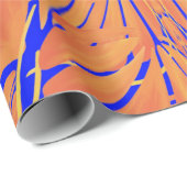 Royal Blue and Citrus Orange Tropical Art Design Geschenkpapier (Rolleneckpunkt)