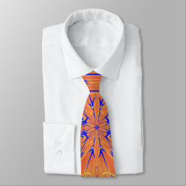 Royal Blue and Citrus Orange Tropical Art Design Krawatte