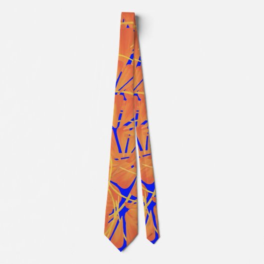 Royal Blue and Citrus Orange Tropical Art Design Krawatte (Vorderseite)