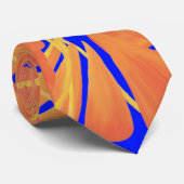 Royal Blue and Citrus Orange Tropical Art Design Krawatte (Gerollt)
