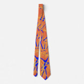 Royal Blue and Citrus Orange Tropical Art Design Krawatte (Rückseite)