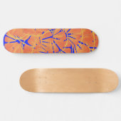 Royal Blue and Citrus Orange Tropical Art Design Skateboard (Horizontal)