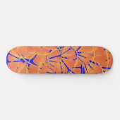 Royal Blue and Citrus Orange Tropical Art Design Skateboard (Horizontal)