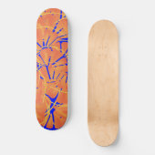 Royal Blue and Citrus Orange Tropical Art Design Skateboard (Vorderseite)