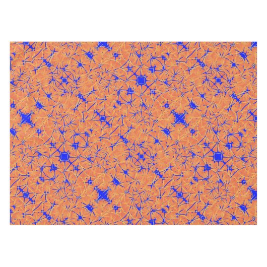 Royal Blue and Citrus Orange Tropical Art Design Tischdecke (Vorderseite (Horizontal))