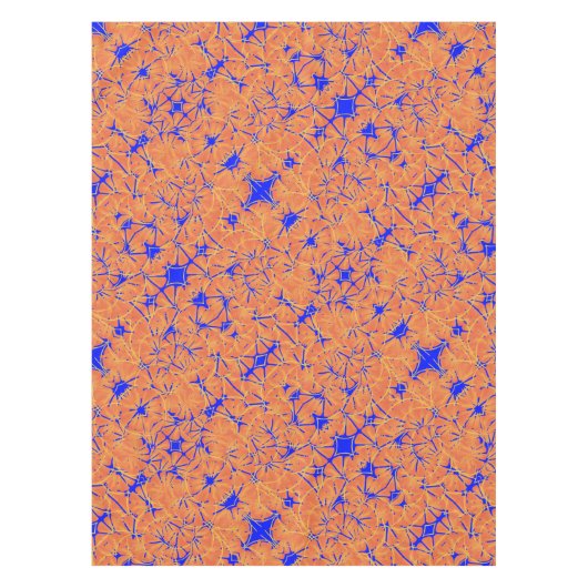 Royal Blue and Citrus Orange Tropical Art Design Tischdecke (Vorderseite)